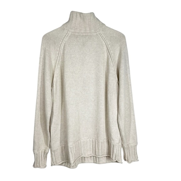 CARBON2COBALT Ivory Cable Knit Sweater Mock Neck Henley Button up Men's Large - Picture 6 of 8